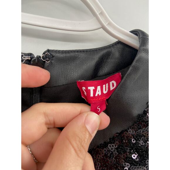 Staud Dolce Black Long Sleeve Sequined Cut Out Mini Cocktail Party Dress S NWT - Picture 5 of 6